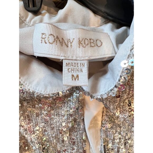 Ronny Kobo Lauper cutout sequin Dress in Silver size M - Picture 7 of 9